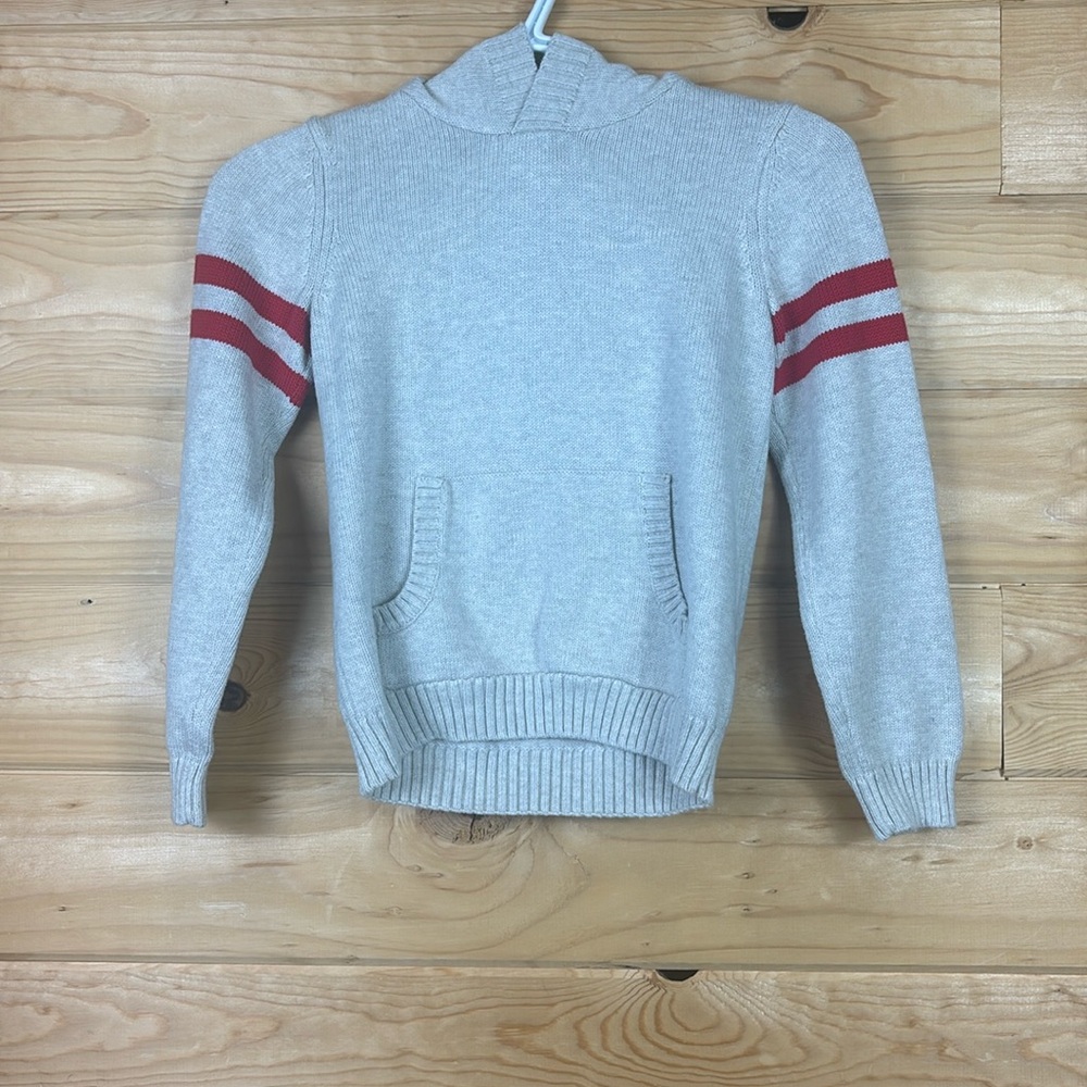Janie And Jack 100% Cotton Beige Tan Hooded Sweater Boys 7